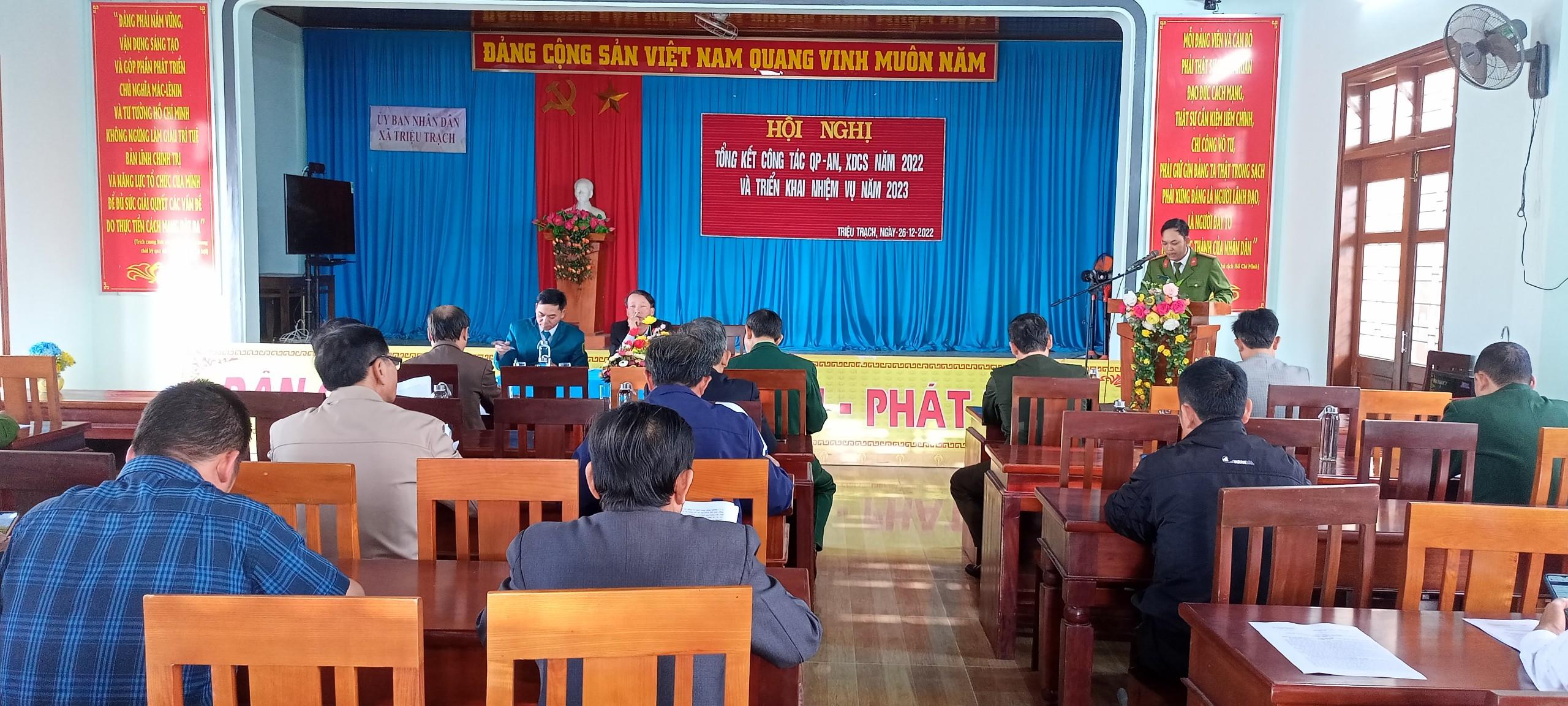 UBND xã Triệu Trạch tổ chức Hội nghị tổng kết Quốc phòng an ninh, xây dựng cơ sở năm 2022 và triển...